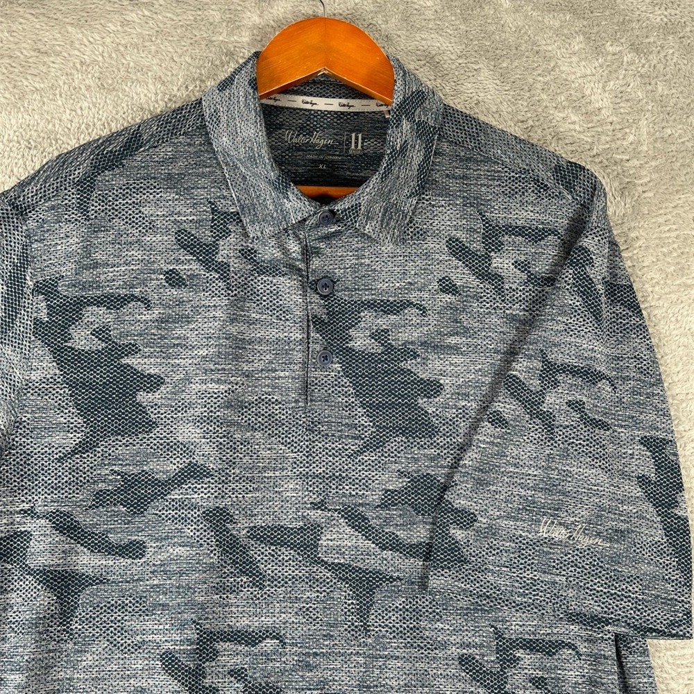 Walter Hagen Polo Shirt Mens XL Gray Camo Golf Performance‎ 11 Majors
